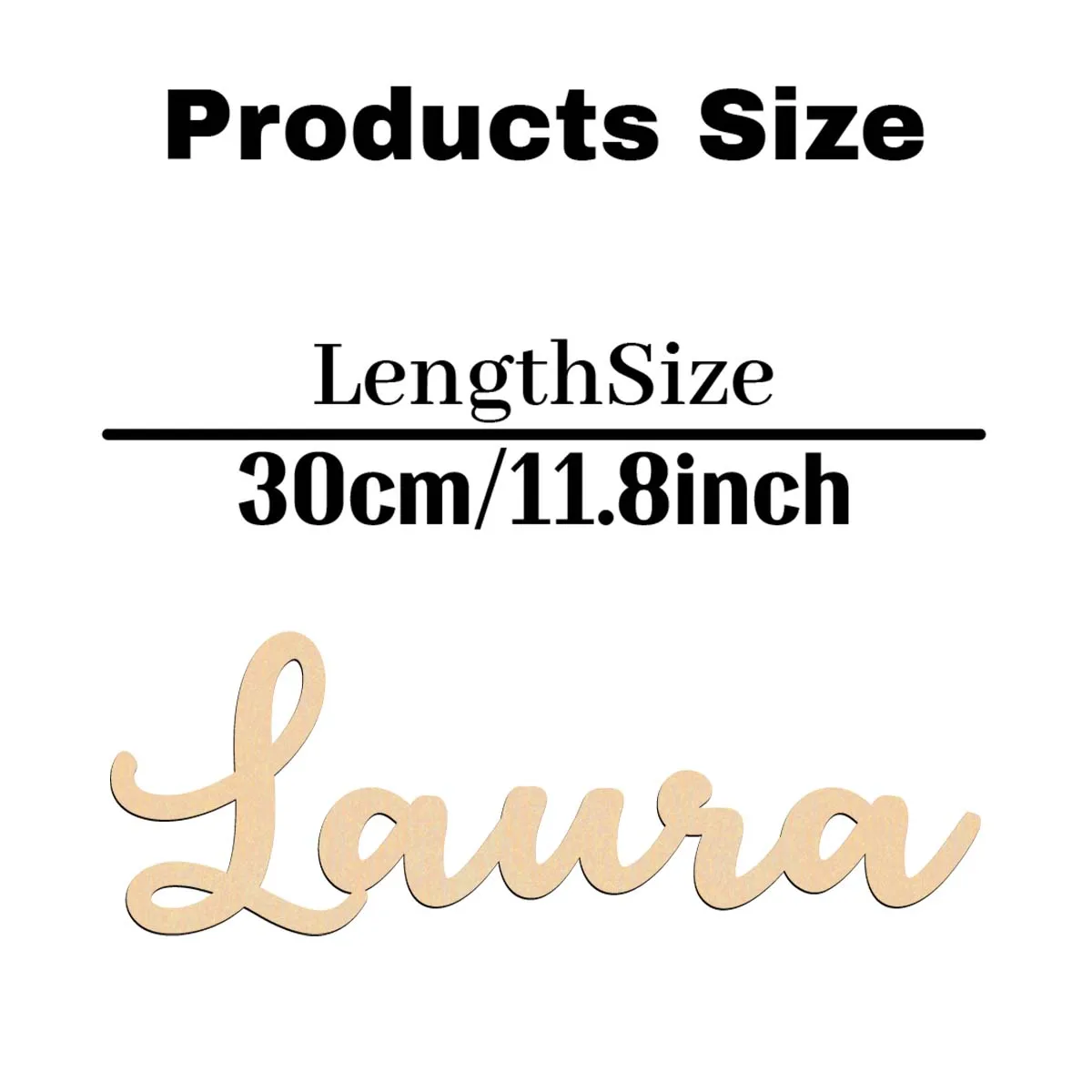 1pc Romantic Laura example Custom Letter Laser-Cut Sign Wooden Sign Wooden Decor Vertical Orientation Door Hanging Decor