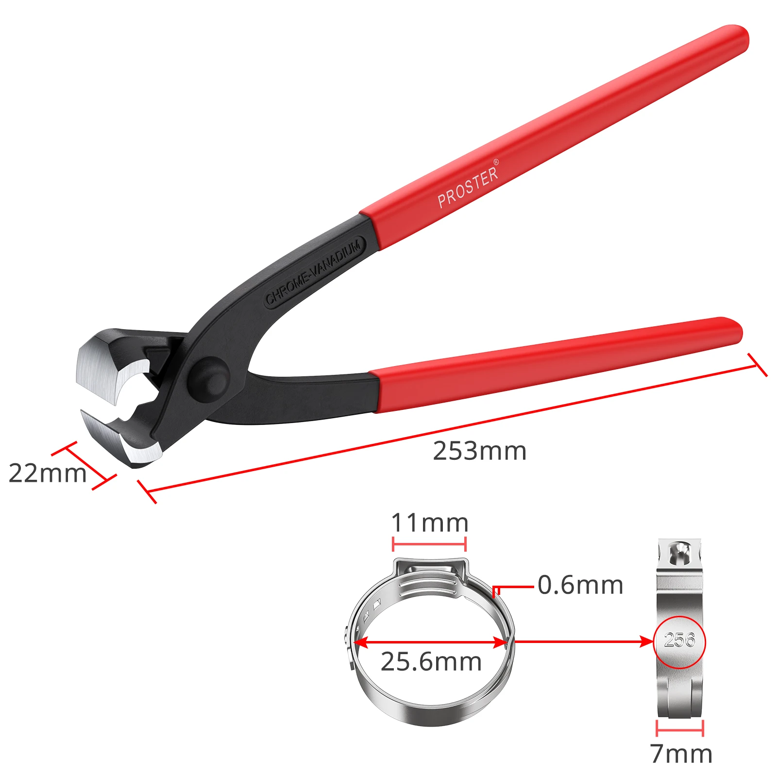 Proster 200 STKS RVS Enkele Oor Slangklemmen Diverse Maten met Ratel Krimptang Heavy Duty