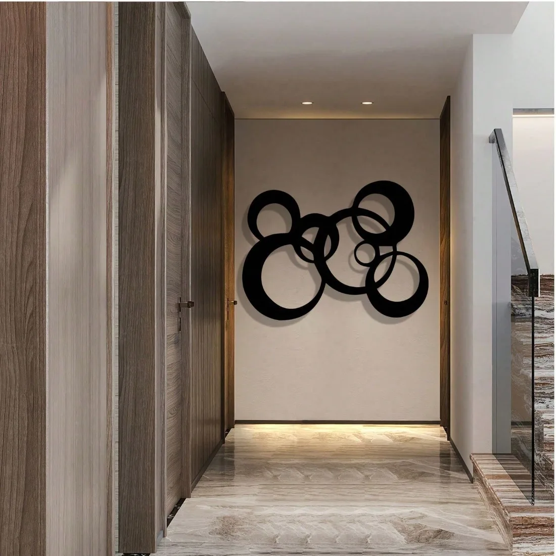 Modern Black White Iron Wall Art Retro Round Metal Wall Sculpture Home Decor Hanging Artwork Perfect Gift for InterioDecoration