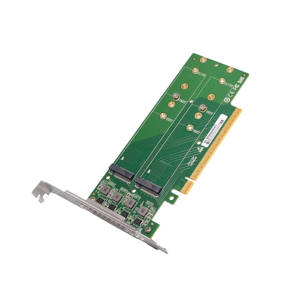 ADT-Link PCIe 5.0 X16 To 4 Port Quad 4X M.2 NVMe SSD Adapter Card Support 22110 / 4* M.2 M-key Connector for PCIe Gen5 Gen4 Gen3