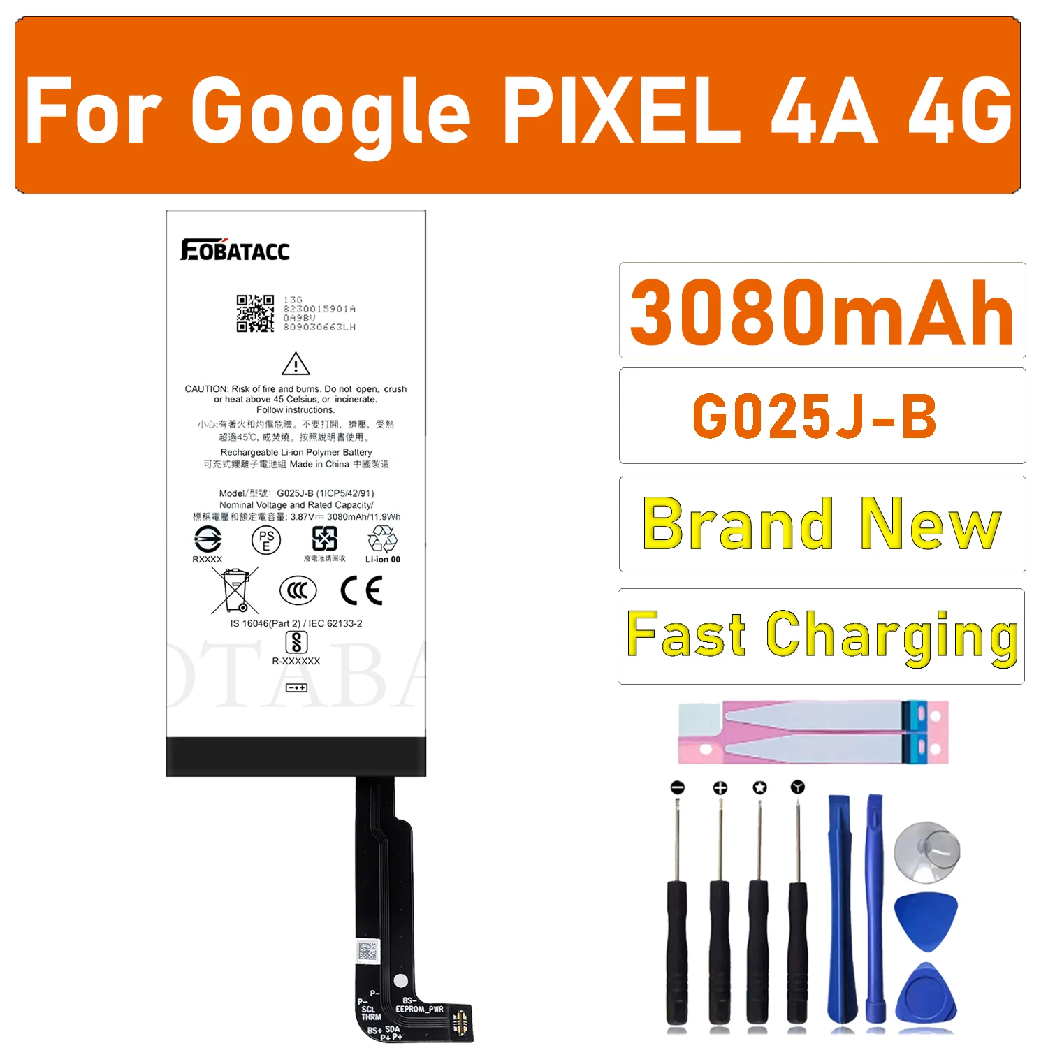 2026 Years EOBATACC New 100% Original Battery G025J-B  For Google  PIXEL 4A  Batteries + Free Tools