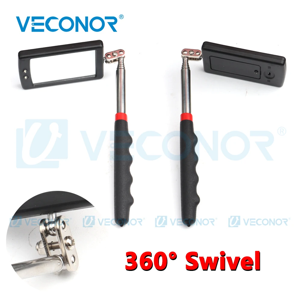 VECONOR Portable Telescoping Flexible Head Inspection Mirror with LED Light Adjustable 360 Degree Swivel Viewing Auto Hand Tools