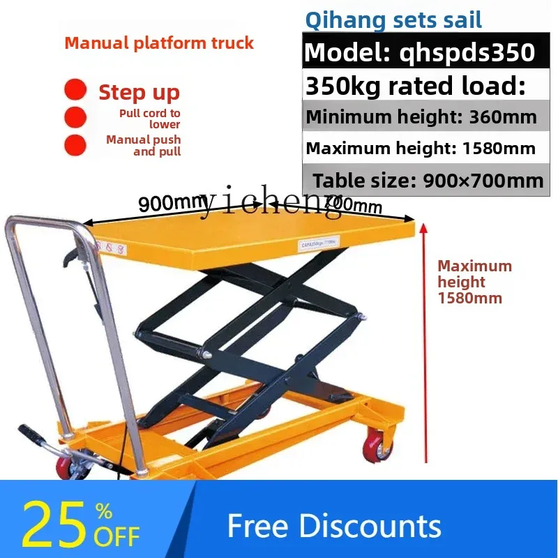 Truk platform dorong tangan hidrolik A1 untuk mengangkat barang