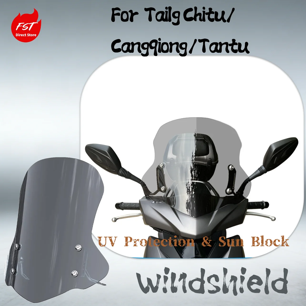 

Tailg Chitu/Cangqiong/Tantu Transparent Windshield Heightened Chest Guard Scooter Accessory