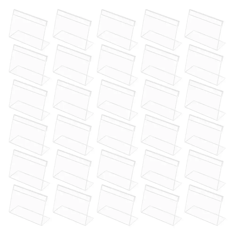 30Pcs Clear Acrylic Price Tag Holders L-Shaped Counter Stand Display Retail Label Sign Display Acrylic Sign Holder