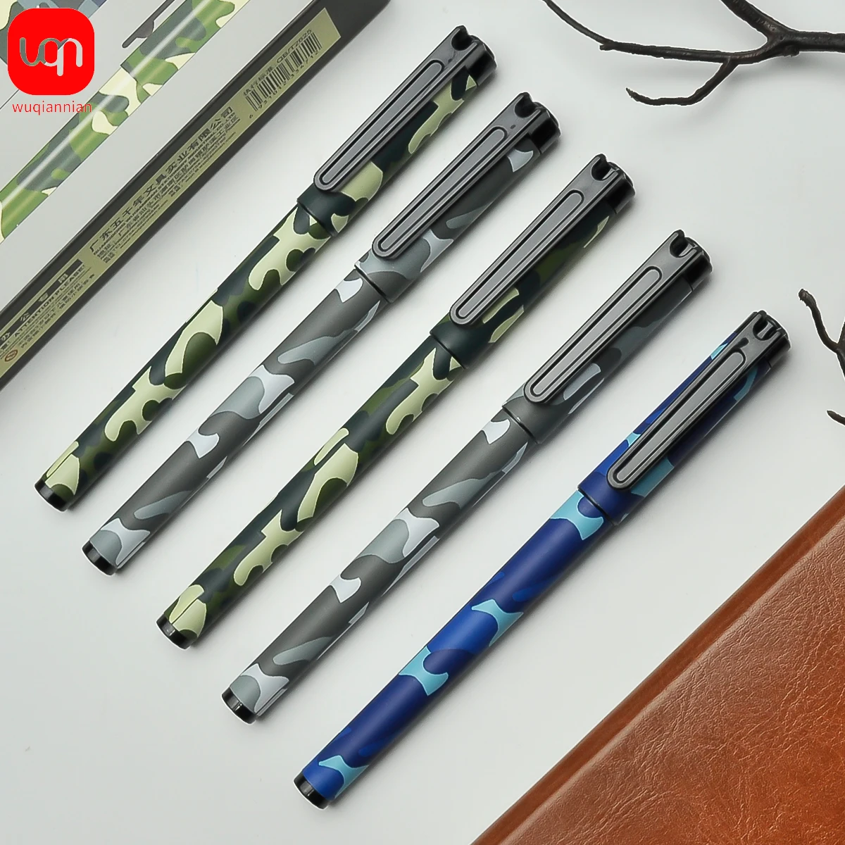 WQN-3/6/12pcs Camouflage Design Neutral Pen Tactile Smooth Grip Comfortable Quality Ink For Writing And Conference Use