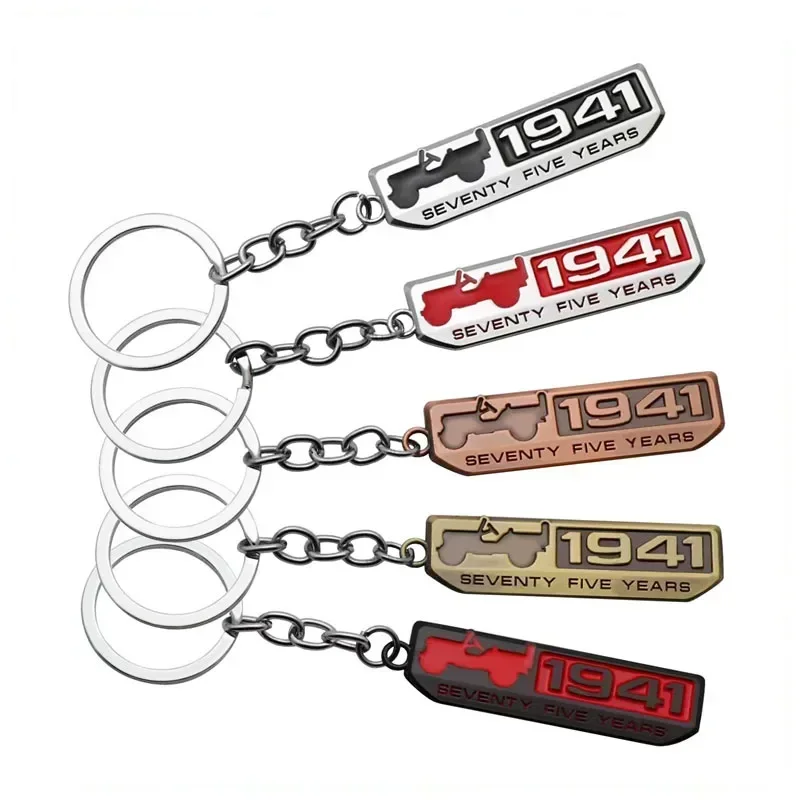 3D Metal 1941 75 Years Anniversary Badge Car Keyring Keychain For Jeep Wrangler Grand Cherokee Renegade Compass Patriot