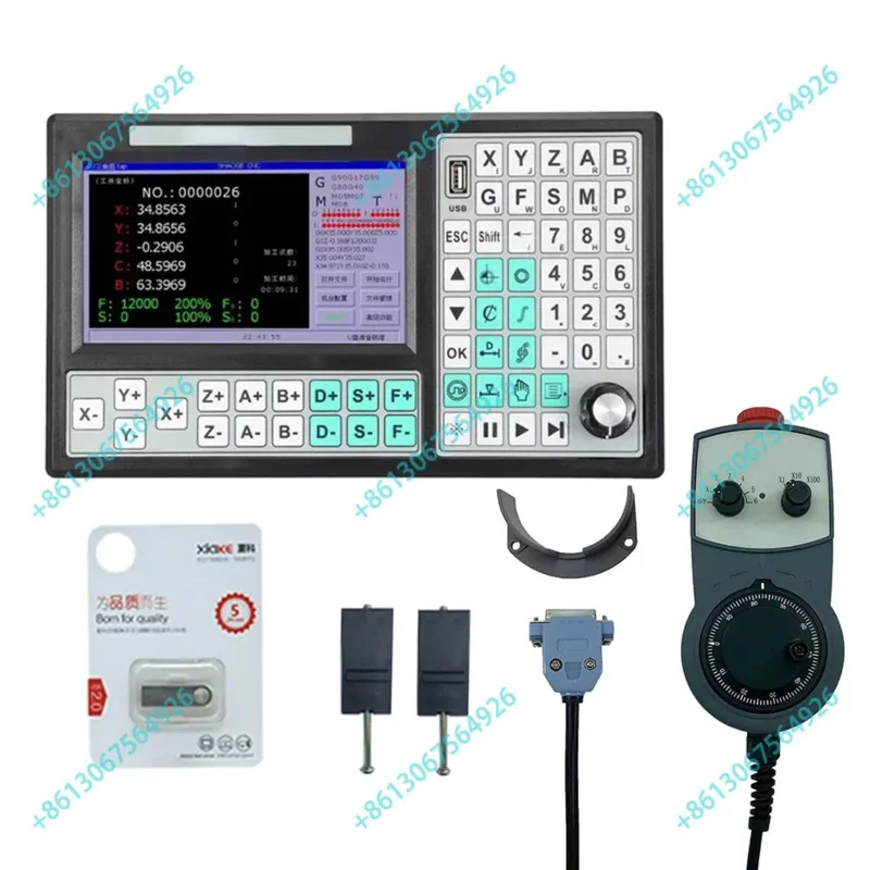 Smc5-5-n-n cnc controlador offline de 5 eixos 500khz sistema de controle de movimento código g com parada de emergência mão mpg75w24vdc