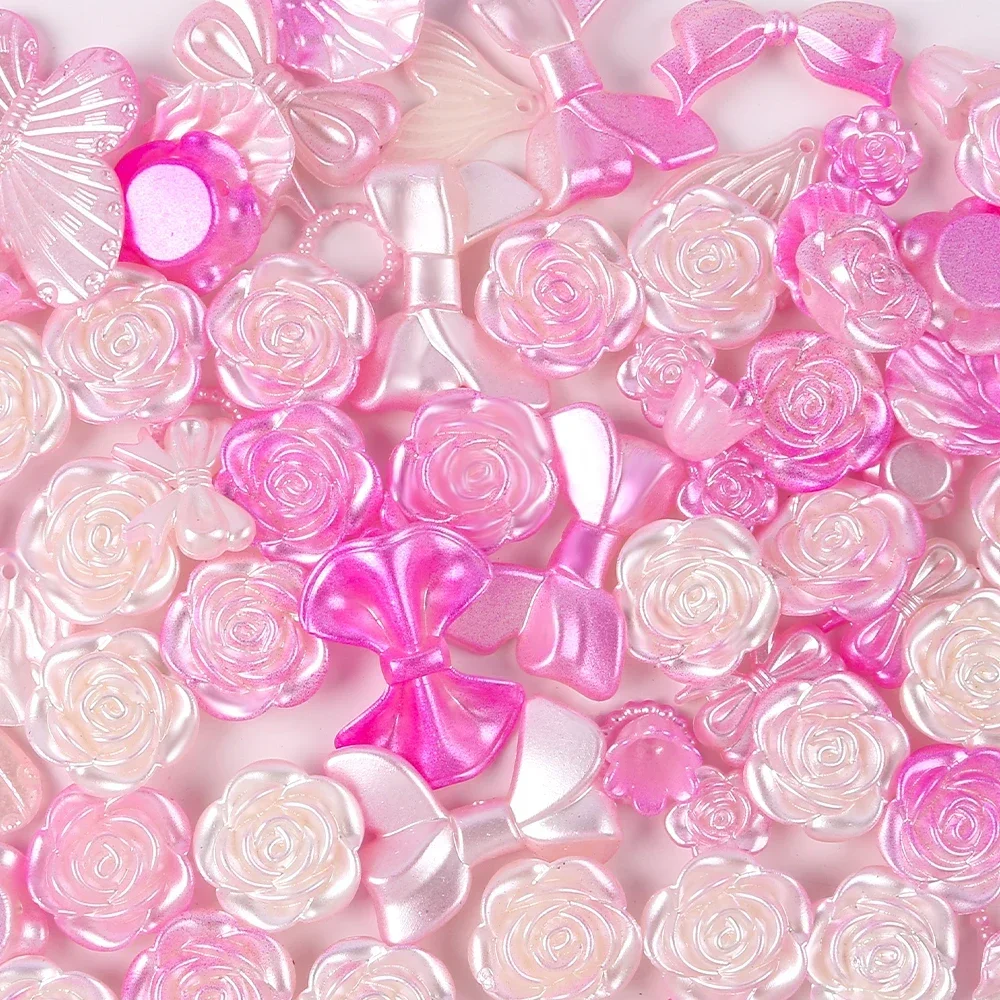 Mixing Rose Flower Bowknot Beads Acrylic Beads Style Spring Color For Jewelry Making DIY Bracelet Jewelry Making Accessories