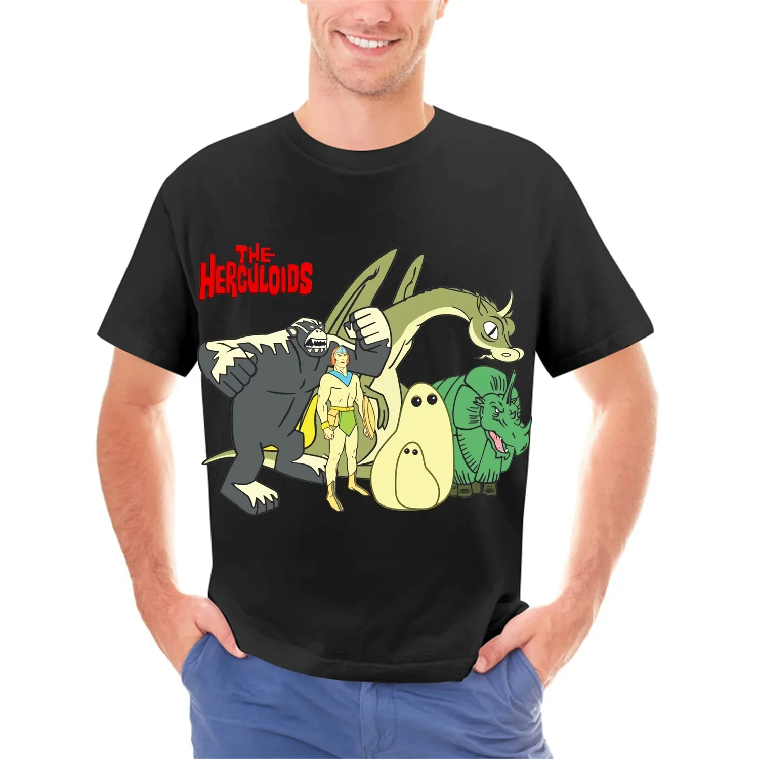 O Herculoides Retro Cartoon T Shirt dos homens