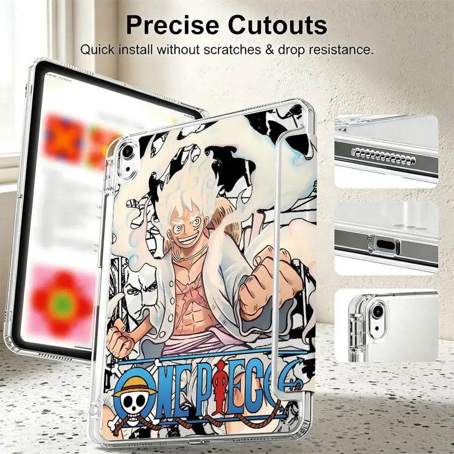 O-One Piece Luffy 5 Gear With Pen Slot Cover Tablet Case For Samsung Galaxy Tab S10 Lite S8 A11 A8 S9 Plus S7 FE A9 Plus