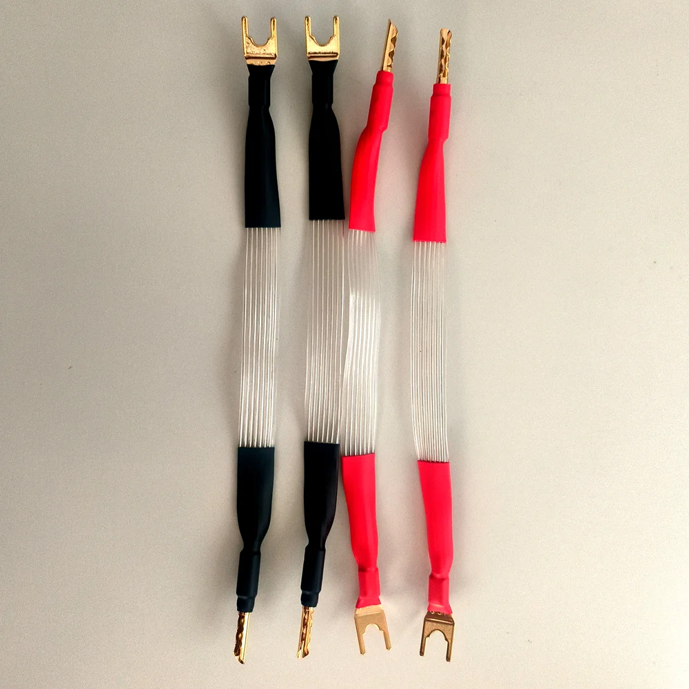 Hi-End OFC Silver Plated  Speaker Jumpe  Cable Y Spade Banana Pulg  Gold plated Adapter Connector Without Logo Support OEM
