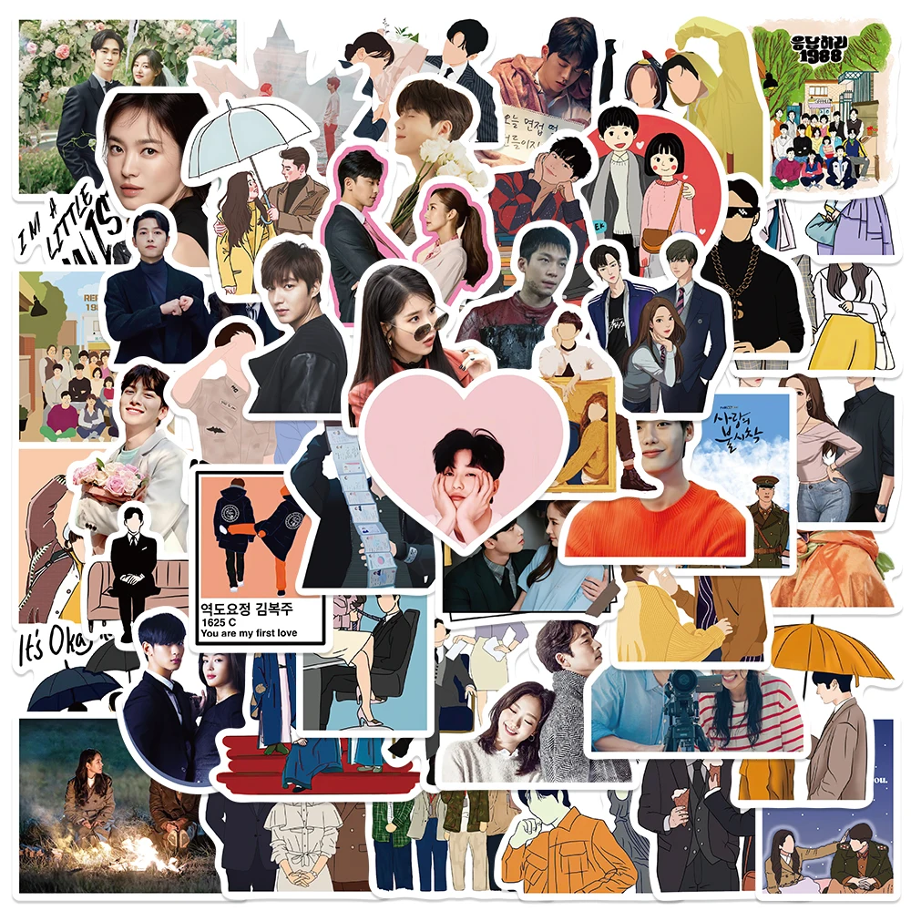 50pcs Korea Kdrama Stickers Funny Aesthetic Decals For Laptop Luggage Skateboard Scrapbook Guitar Phone Waterproof Stickers