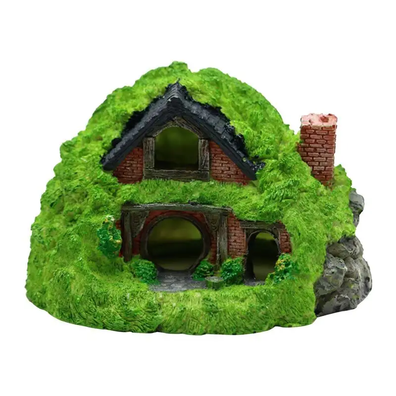 Fish House for Aquarium Cave Betta Miniature Hobbit Garden Fish Tank Decoration Ornament Home Decor Resin Fish Hideout Betta