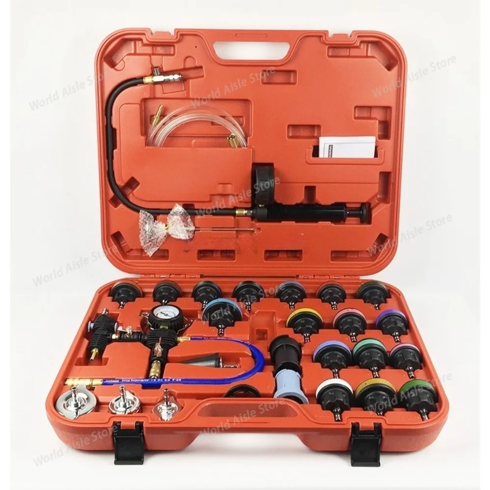 28PCS Automotive Radiator Pressure Leak Test Kit - Coolant Change Pressure Gauge Leak Detector for Professional Auto Repair