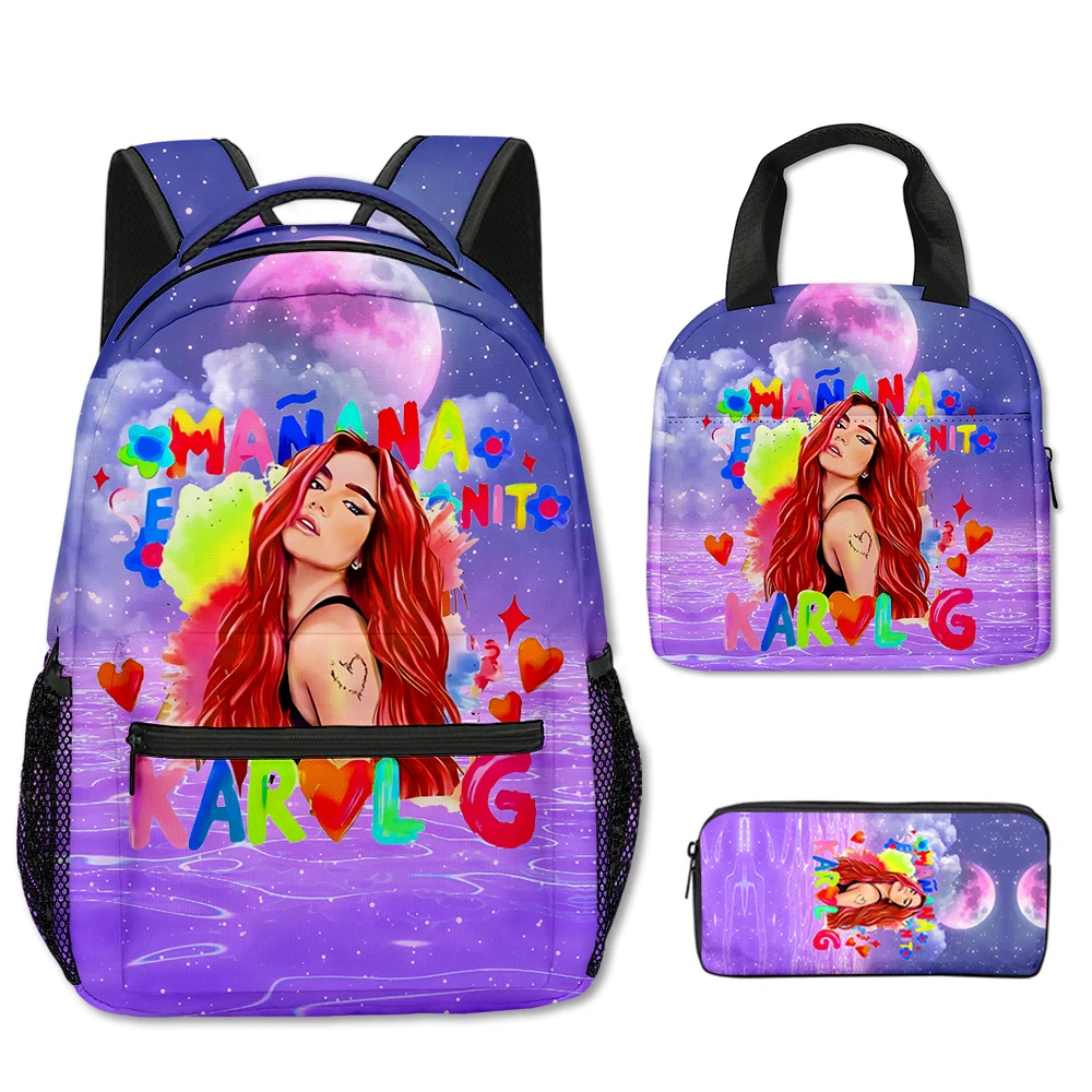 Cartoon Novelty Cool Manana Sera BonitoI 3D Printed 3pcs/Set Student School Bags Laptop Backpack portable Lunch bag Pencil Case