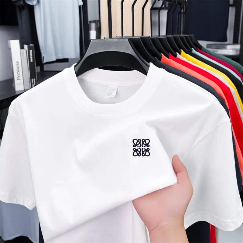 100% cotton men's short sleeved T-shirt with round neck, exquisite print, sweat absorbing, breathable and casual