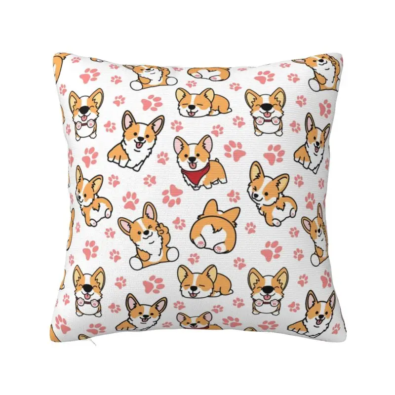 Luxury Cute Corgis Cushion Cover 55*55 cm Velvet Throw Pillow Case Home Decor Sofa Chair Pillowslip