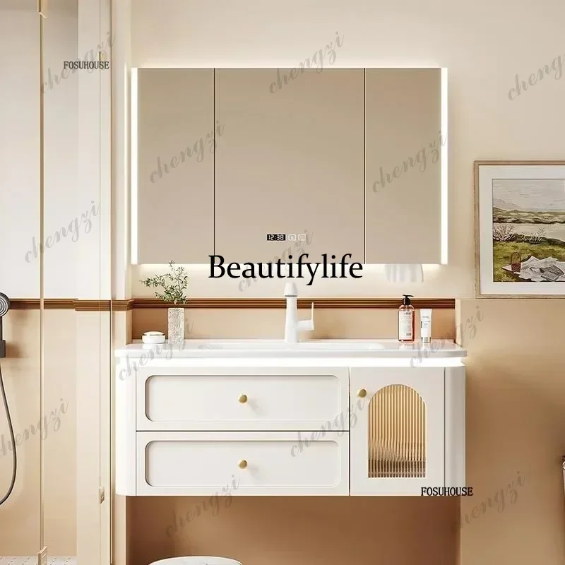 M07 French Bathroom Furniture Bathroom Vanity Cabinet With Sink And Mirror Integrated  Washing Table Combination To Wash