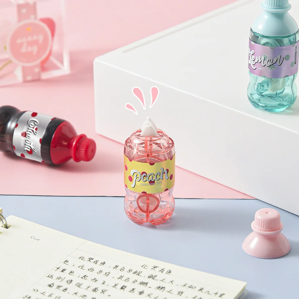 Cinta de corrección con forma de botella de Soda Kawaii, herramientas alteradas para estudiantes, escuela, oficina, Corrector Kawaii, suministros de