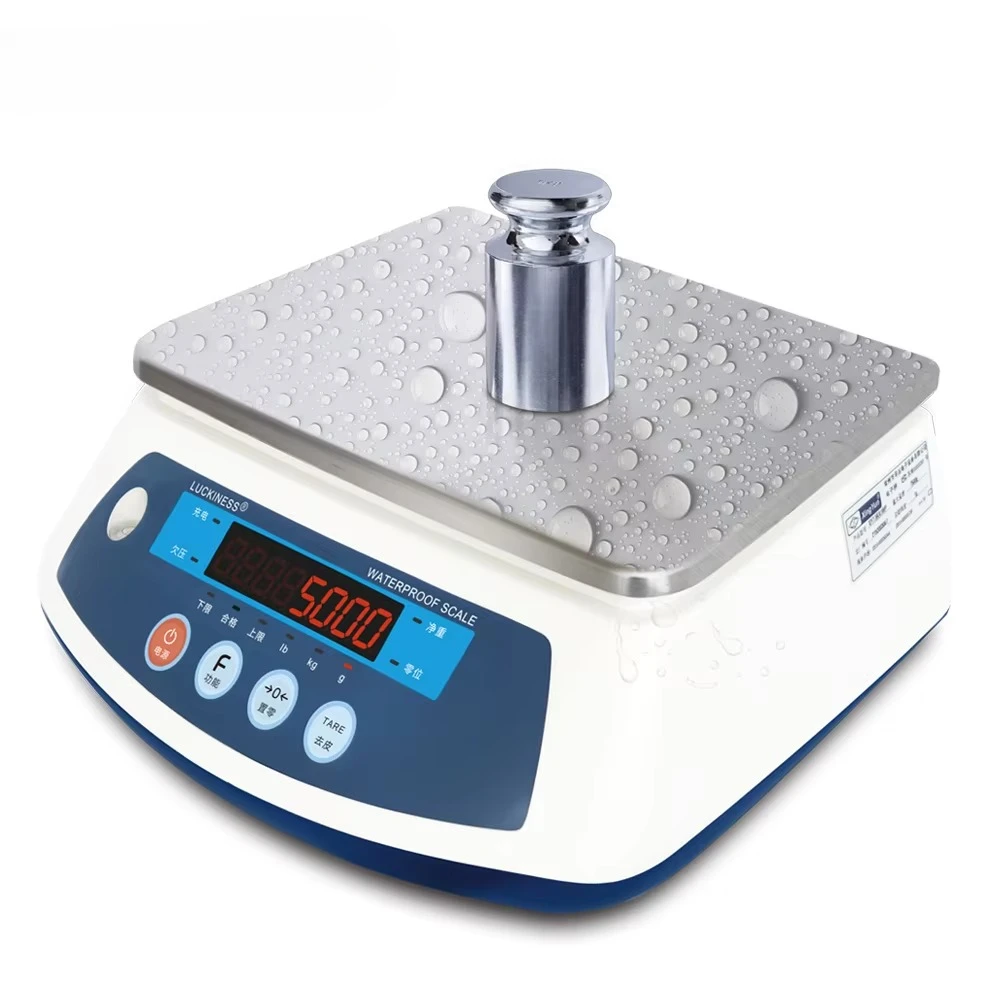 IP68 Waterproof Bench Scale 3-30kg Digital Food Scale Washable for Aquatic Markets & Seafood Processing Refrigerated Storage