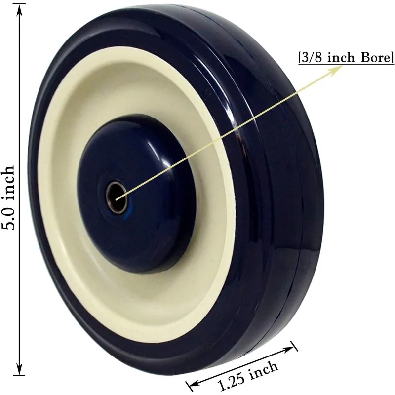 รถเข็นช้อปปิ้ง5 "x1-1/4" 3/8 "เบื่อล้อยูรีเทน-โหลดความจุ350Lbs แต่ละ (20แพ็ค3/8" เจาะ (น้ำเงิน/เบจ))