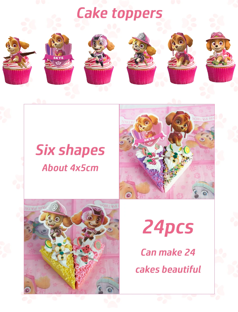 Pink Skye Paw Patrol Birthday Party For Girls Pink Cups Napkins Plates Decorations Balloon Disposable Tableware Canine Supplies