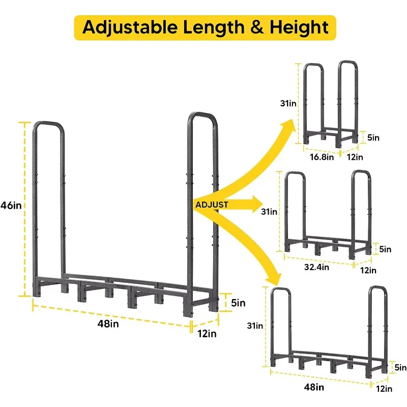 Customized Simple Modern Detachable Wood Storage Rack Log Holder Outdoor Waterproof Portable Steel Heavy Metal Firewood Rack