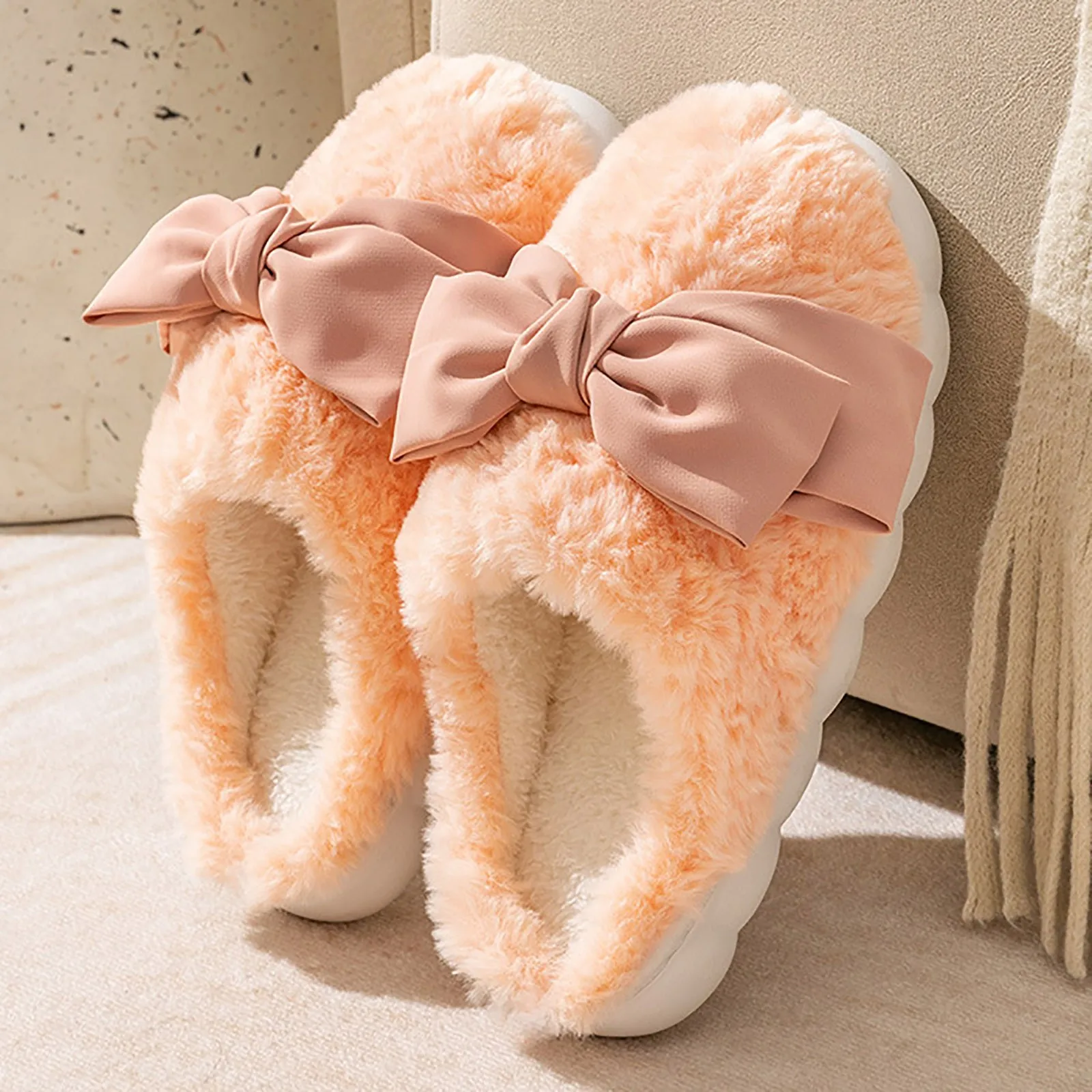 Women Slippers Cute Home Non Slip Cotton Slippers Indoor Slides Warm Comfort Flat Fur House Slippers Bedroom Funny Floor Shoes