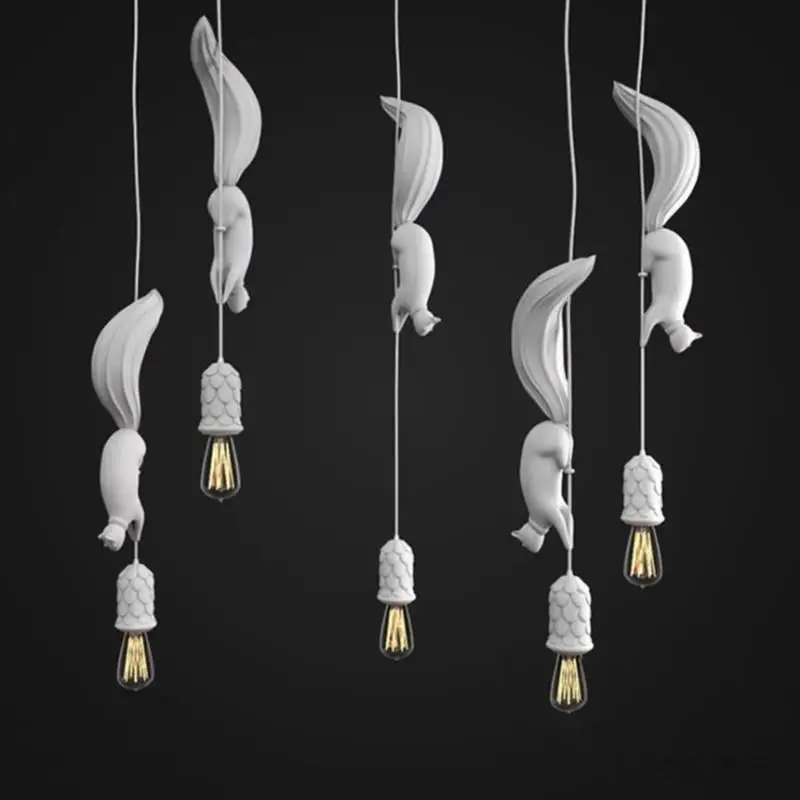 Cute Squirrel Chandelier, Creative Animal Pendant Light, Resin Art Decor for Bedroom Nursery Cafe, Unique Gift Ide