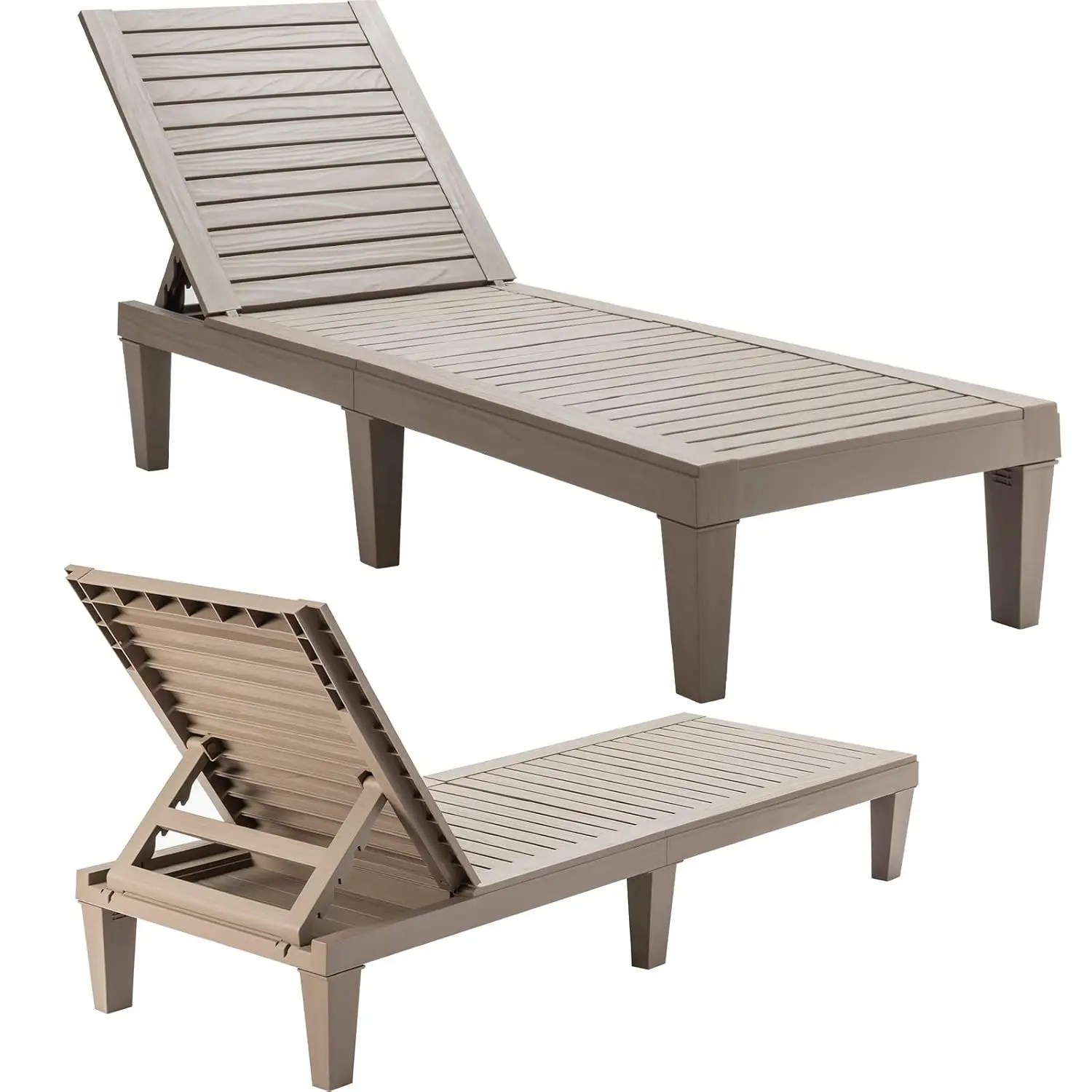 5-Position Adjustable Outdoor Chaise Lounge Set of 2, Weather-Proof Rust-Resistant Recliner for Patio Poolside, Customized