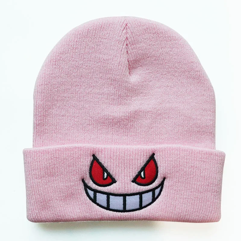 Warm Skating Roll Beanies KIds Popular American Anime Cartoon Embroidered Knitted Autumn Winter Warm Hat Wool Hat Gengar Beanies