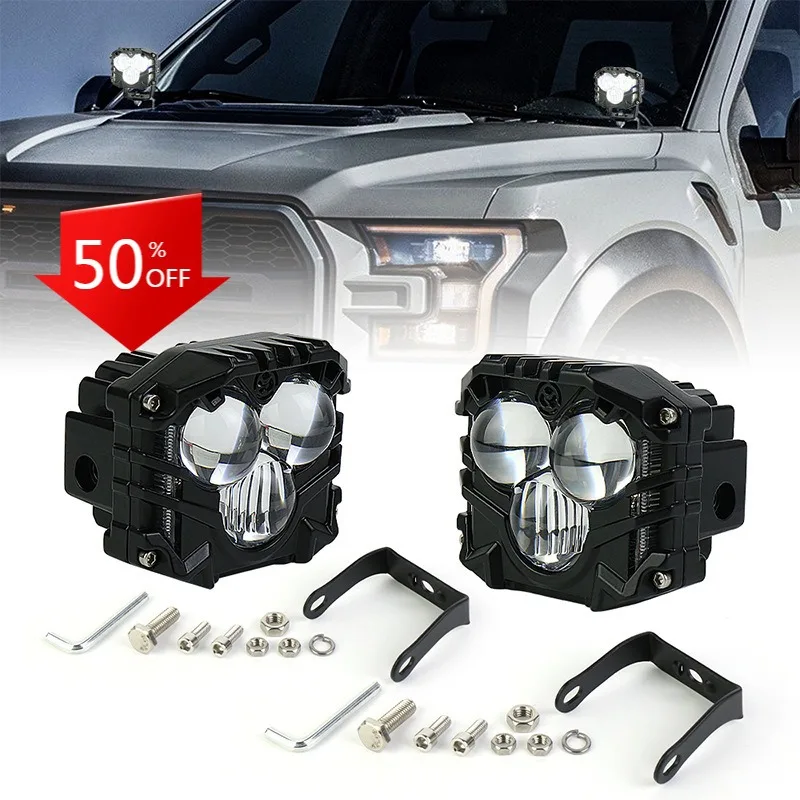 

2PCS 3Inch Laser Headlights for Wrangler High Beam Laser Spotlights Super Penetrating Fog Lights for Vehicles Trucks vans 6000K