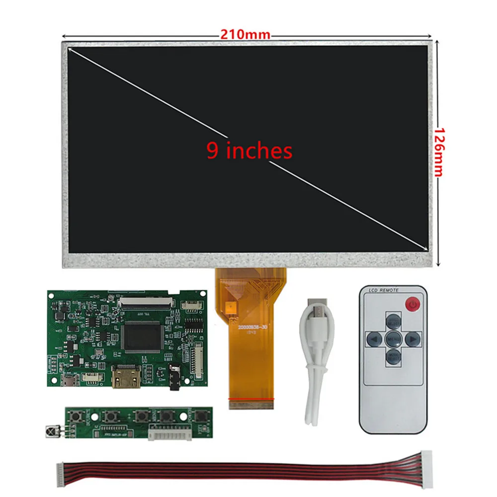 Imagem -02 - Polegada At090tn12 Display Lcd Digitador da Tela Touchscreen Painel Faça Você Mesmo Monitor Kit Placa de Controle de Driver Áudio Hdmi-compatível 9