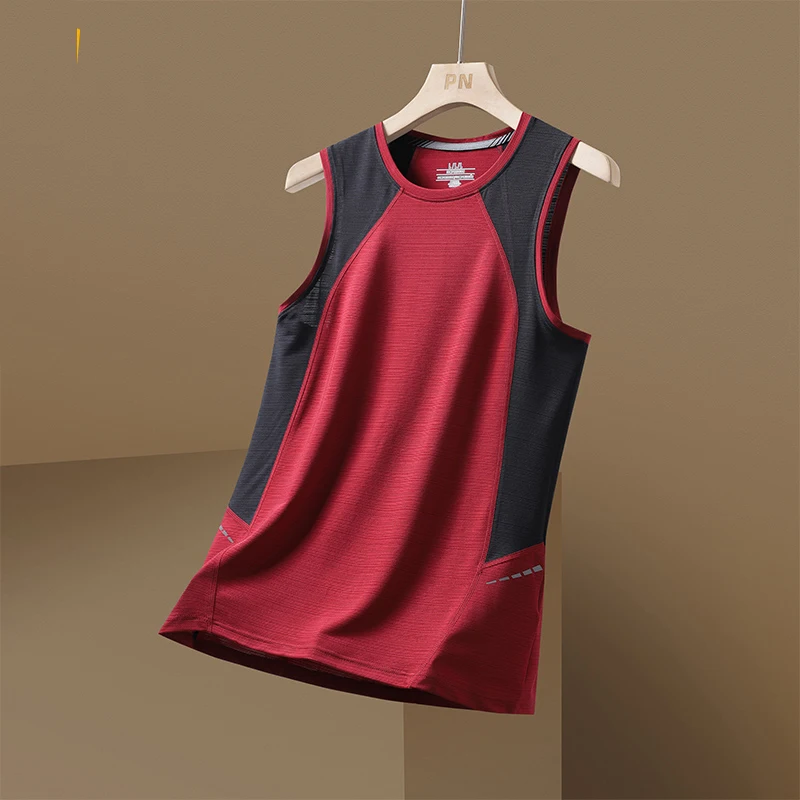 Short Sleeve Vest Men's For 2024 Summer Patchwork Black Red Tshirt GYM Tank Top Tees Fashion Clothes OverSize 3XL O NECK