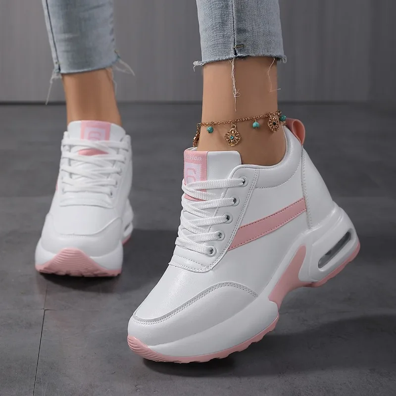 Women Sneakers Height Increase internal Cushion High Heeled Sports Shoes Ladies Female Footwear Chunky Tennis Trainer Designer