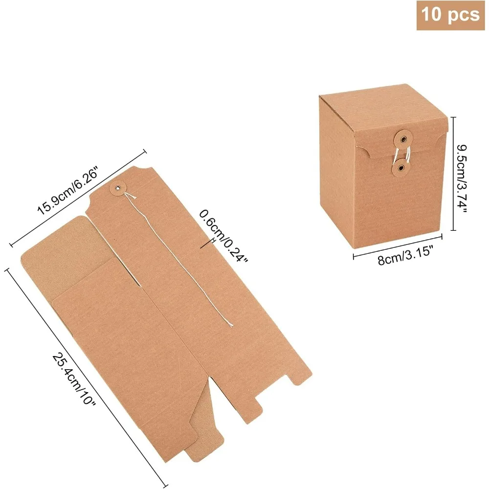 Kraft Paper Gift Box Rectangle Folding Boxes with Cotton Cord and Iron Findings Bridesmaid Proposal Boxes Storage Box