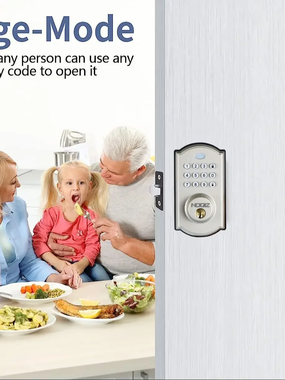 Keyless entry door lock - electronic door lock with keypad, smart latch lock with automatic lock, safe waterproof  19l