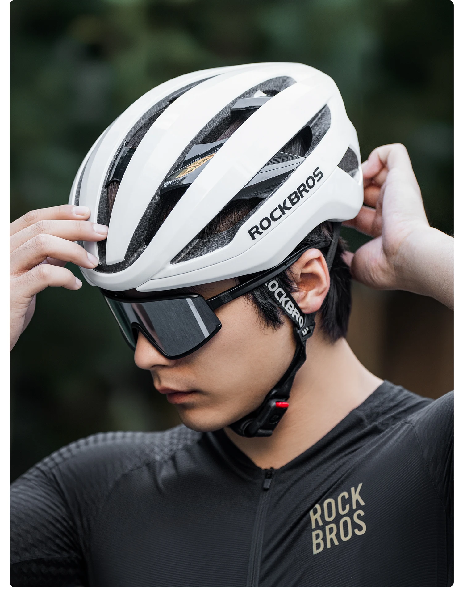 ROCKBROS Fahrradhelm ultraleicht atmungsaktiv hochfester Kopfschutz Sicherheitshelm Kopfbedeckung mit Schnellverschluss und magnetischer Schnalle – Detail 24