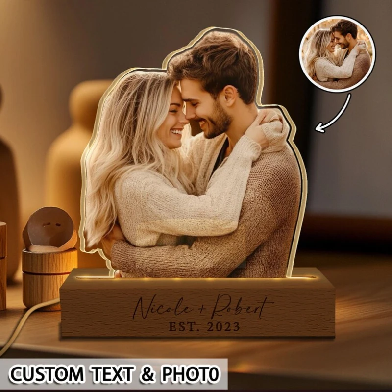 

Custom Photo Plaque Light Couples Photo Night Light Valentines Gift For Him Boyfriend Birthday Anniversary Desktop Decor Gift
