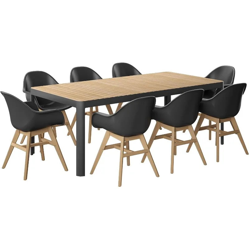 Ideaal Voor Patio En Binnenshuis Amazonia Brik 9-delige Outdoor Eettafel Set, Zwart