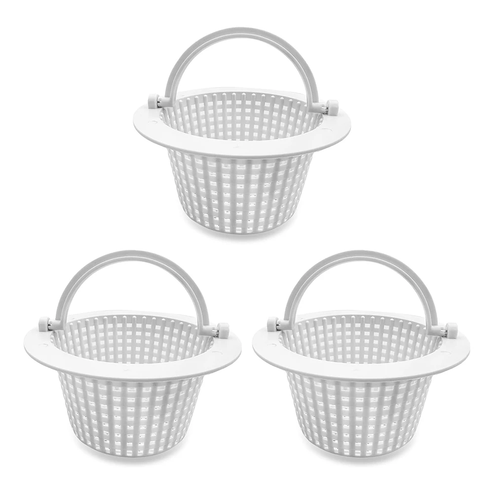 Swimming Pool Skimmer Replacement Basket With Handle, 3Pack - Above Ground Pool Thru-Wall Skimmer Baskets