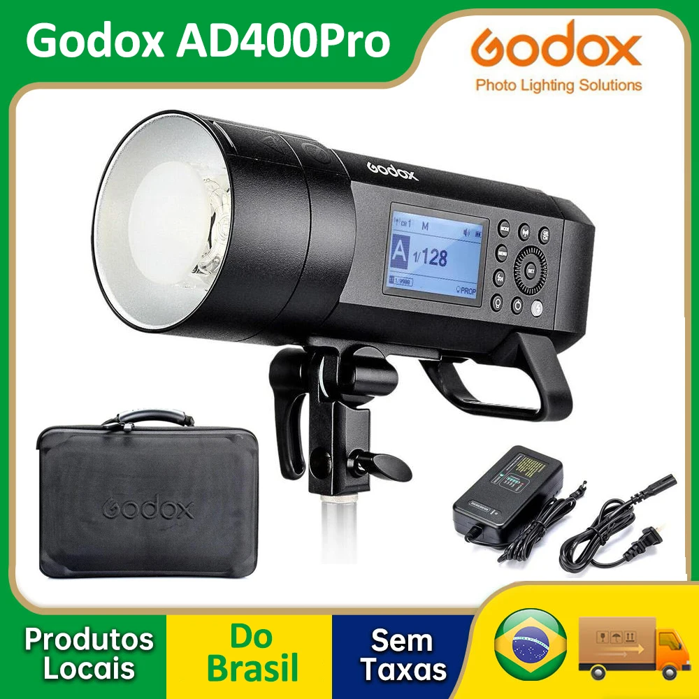 

【Do Brasil】Godox AD400 Pro WITSTRO All-in-One Outdoor Flash AD400Pro Li-on Battery TTL HSS with Built-in 2.4G Wireless X System