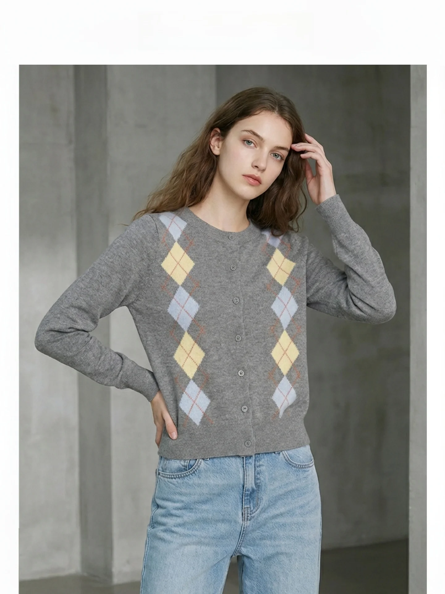 

Spring 2026 Early Vintage Knitted Woolen Cardigan Women's round Ne Soft Lazy Sle Sweater Jaet Loose Fit Long Sve