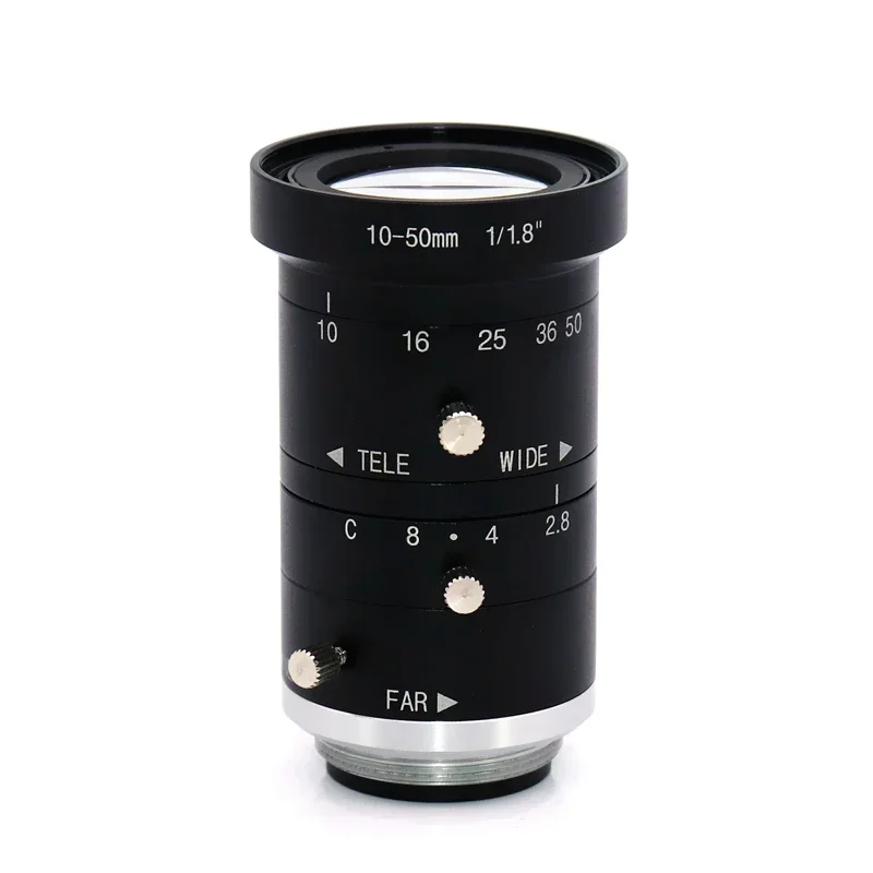 Industrial Zoom 10-50mm Industrial lens Low distortion machine vision camera lens 8 megapixel 1/1.8 inch manual C-port CCD