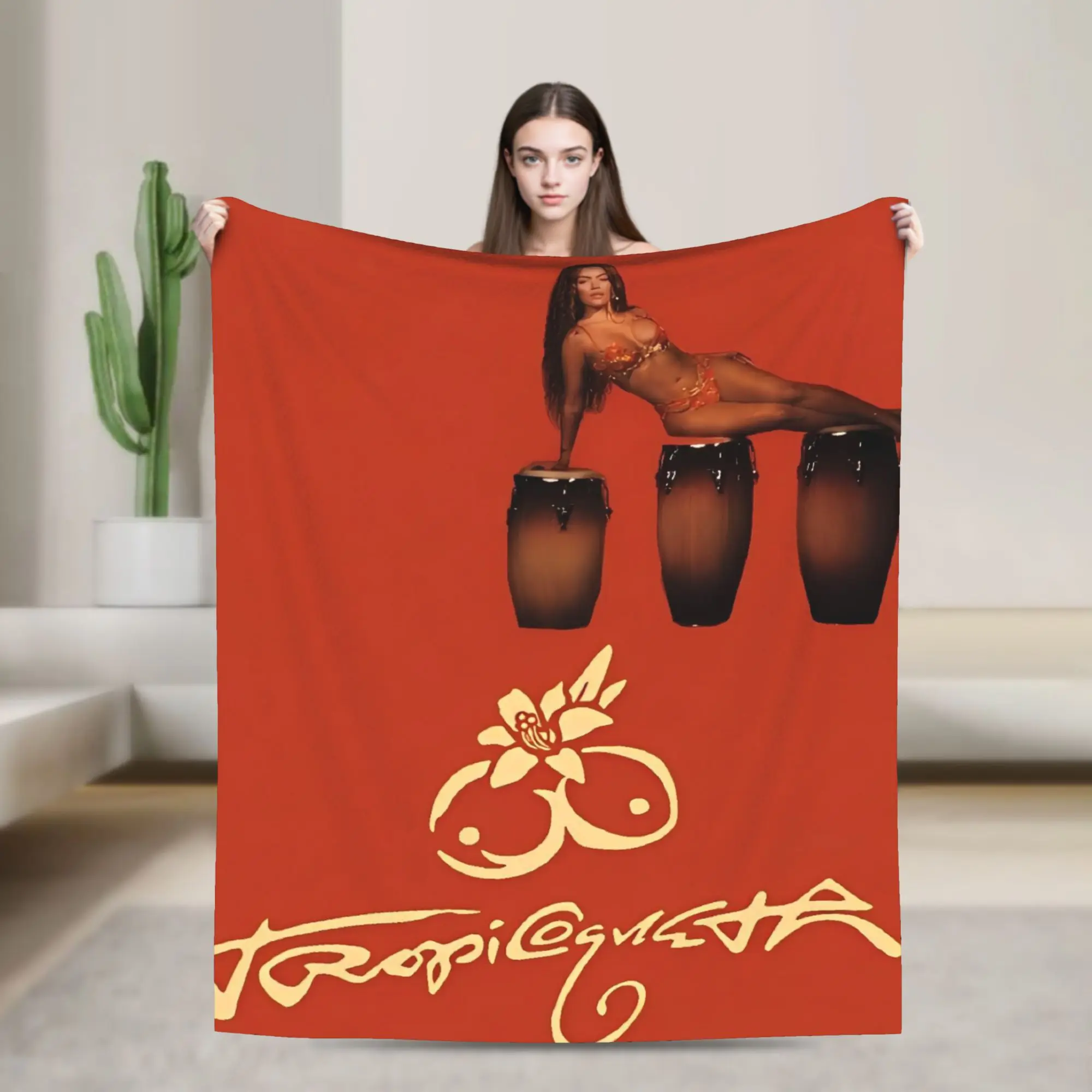 KAROL G Tropicoqueta Blanket  Warm Soft Pattern Plush Throw Blanket For Couch Chair Sofa Bed Airplane Travel Bedspread Bed Cover