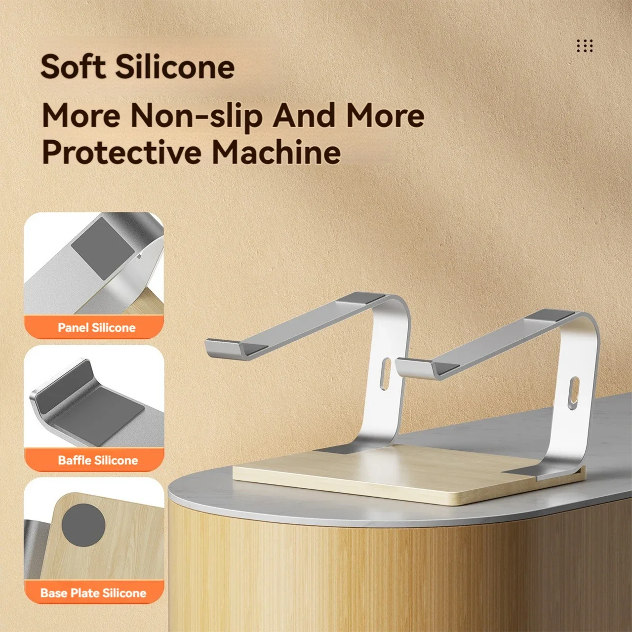 Laptop Stand Ergonomic Aluminum Laptop Mount Computer Wooden Stand Detachable Notebook Riser Heat Dissipation