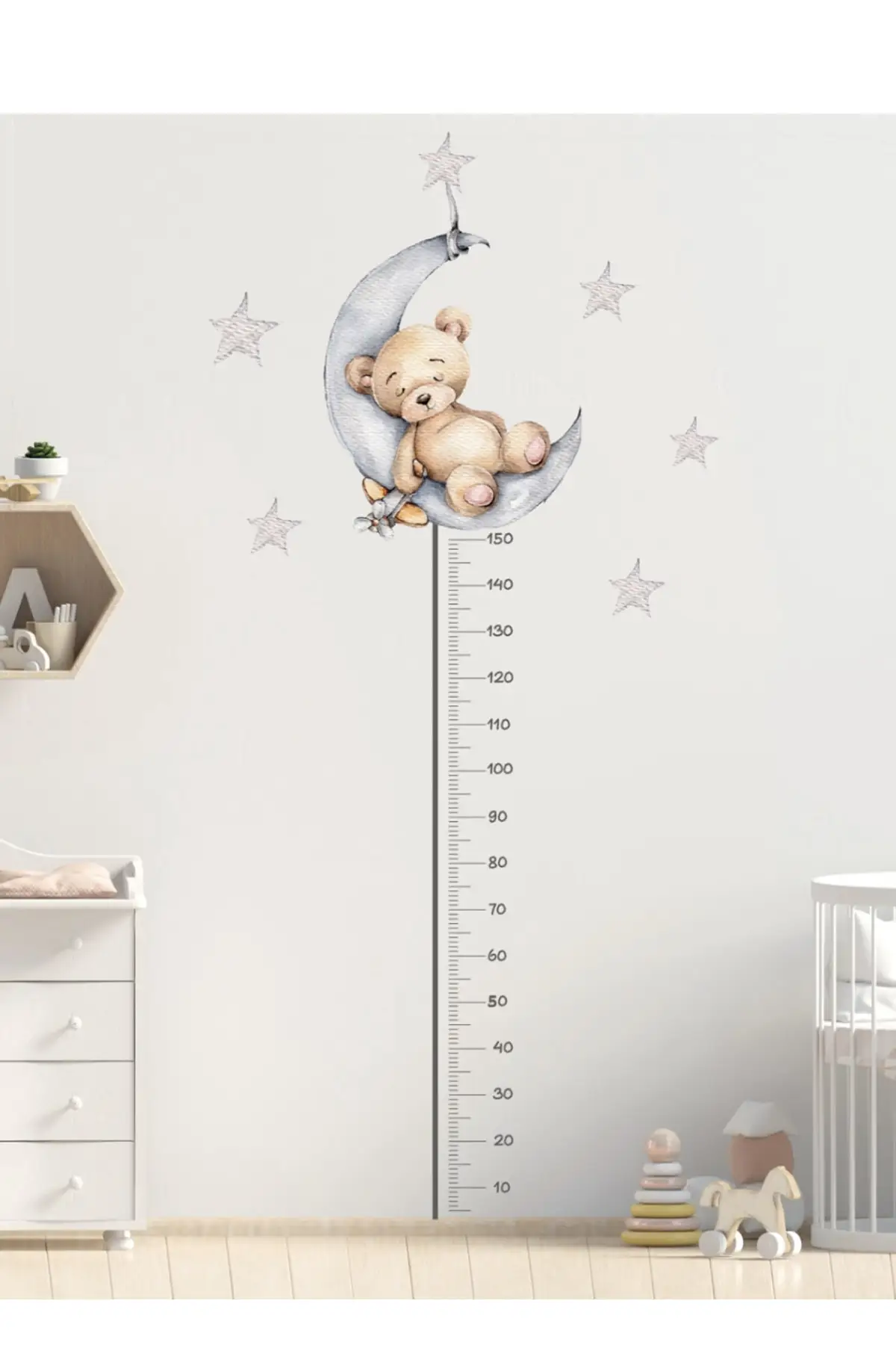 

Cute Sleepy head Teddy Bear Height Meter Wall Sticker, for Kids Rooms Wall Decoration