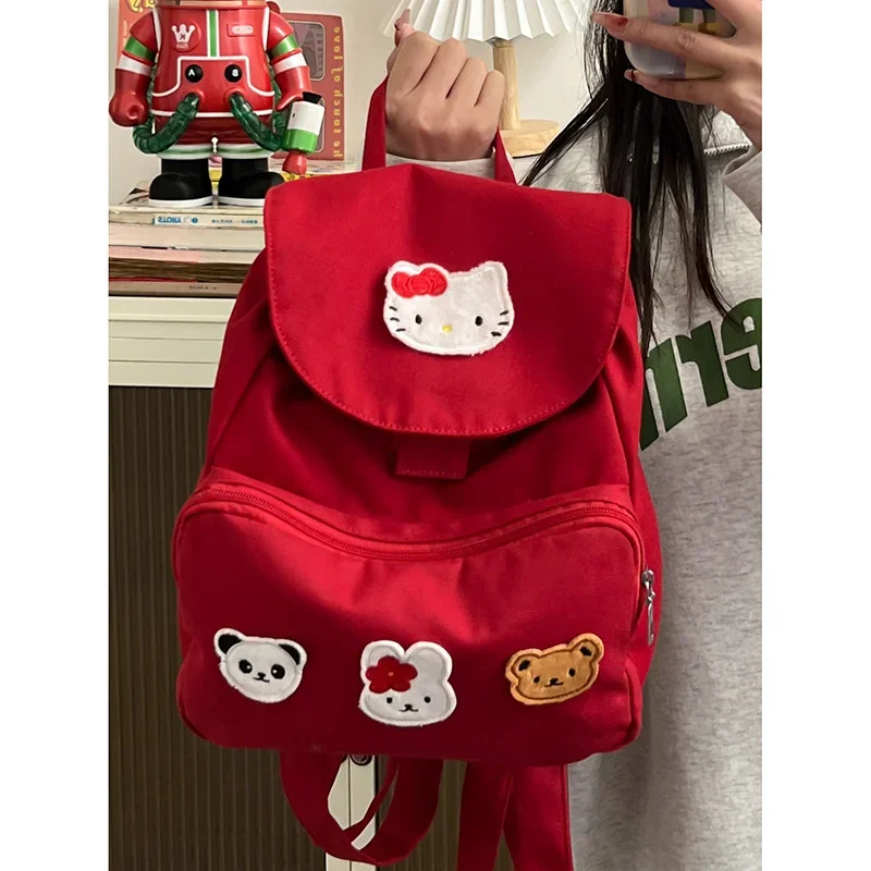 Sanrio New Hello Kitty Student Schoolbag Cartoon Lekki i plecak studencki o dużej pojemności