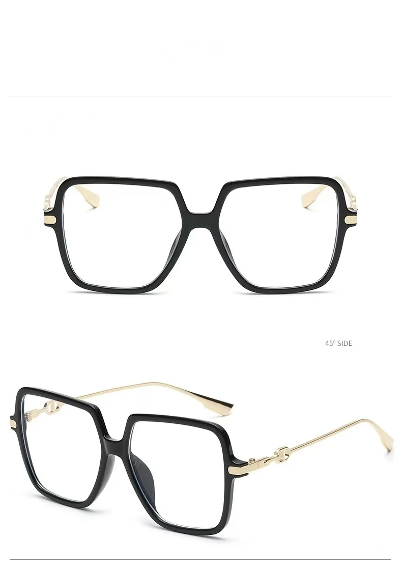 Fashion Oversized Square Eyewear Retro Womens Light Bloking Metal Frame Glasses Trend Optical Computer Eyeglasses image 2